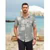COOFANDY Hawaiian Short Button Sleeve Down Shirt Shirts Beach(Gray Green / White Leaf)