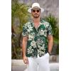 COOFANDY Hawaiian Short Button Sleeve Down Shirt Shirts Beach(Green Palm Tree)