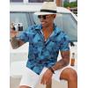 COOFANDY Hawaiian Short Button Sleeve Down Shirt Shirts Beach(Leaf-bright Blue)