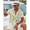 COOFANDY Hawaiian Short Button Sleeve Down Shirt Shirts Beach(Leaf-green)