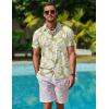 COOFANDY Hawaiian Short Button Sleeve Down Shirt Shirts Beach(Leaf-green)