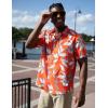 COOFANDY Hawaiian Short Button Sleeve Down Shirt Shirts Beach(Leaf-orange)