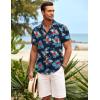 COOFANDY Hawaiian Short Button Sleeve Down Shirt Shirts Beach(Navy-red Flower)