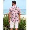 COOFANDY Hawaiian Short Button Sleeve Down Shirt Shirts Beach(Pink Black Coconut Palm)
