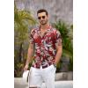 COOFANDY Hawaiian Short Button Sleeve Down Shirt Shirts Beach(Red-leaf)
