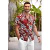 COOFANDY Hawaiian Short Button Sleeve Down Shirt Shirts Beach(Red-leaf)