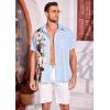 COOFANDY Hawaiian Short Button Sleeve Down Shirt Shirts Beach(Sky Blue – Floral)