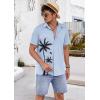 COOFANDY Hawaiian Short Button Sleeve Down Shirt Shirts Beach(Sky Blue – Palm Tree)