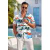 COOFANDY Hawaiian Short Button Sleeve Down Shirt Shirts Beach(White Coconut Tree)