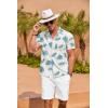 COOFANDY Hawaiian Short Button Sleeve Down Shirt Shirts Beach(White- Palm Leaf)