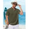 COOFANDY Henley Shirts for Men Short Sleeve Band Collar Casual Shirt Summer Hippie Vacation Beach T Shirts with Pocket(Army Green)