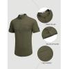 COOFANDY Henley Shirts for Men Short Sleeve Band Collar Casual Shirt Summer Hippie Vacation Beach T Shirts with Pocket(Army Green)