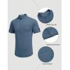 COOFANDY Henley Shirts for Men Short Sleeve Band Collar Casual Shirt Summer Hippie Vacation Beach T Shirts with Pocket(Blue)