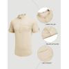COOFANDY Henley Shirts for Men Short Sleeve Band Collar Casual Shirt Summer Hippie Vacation Beach T Shirts with Pocket(Champagne)