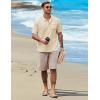 COOFANDY Henley Shirts for Men Short Sleeve Band Collar Casual Shirt Summer Hippie Vacation Beach T Shirts with Pocket(Champagne)