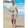 COOFANDY Henley Shirts for Men Short Sleeve Band Collar Casual Shirt Summer Hippie Vacation Beach T Shirts with Pocket(Ice Green)