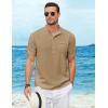 COOFANDY Henley Shirts for Men Short Sleeve Band Collar Casual Shirt Summer Hippie Vacation Beach T Shirts with Pocket(Khaki)