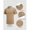 COOFANDY Henley Shirts for Men Short Sleeve Band Collar Casual Shirt Summer Hippie Vacation Beach T Shirts with Pocket(Khaki)