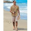 COOFANDY Henley Shirts for Men Short Sleeve Band Collar Casual Shirt Summer Hippie Vacation Beach T Shirts with Pocket(Khaki)