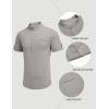 COOFANDY Henley Shirts for Men Short Sleeve Band Collar Casual Shirt Summer Hippie Vacation Beach T Shirts with Pocket(Light Grey)