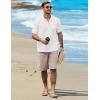COOFANDY Henley Shirts for Men Short Sleeve Band Collar Casual Shirt Summer Hippie Vacation Beach T Shirts with Pocket(White)