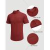 COOFANDY Henley Shirts for Men Short Sleeve Band Collar Casual Shirt Summer Hippie Vacation Beach T Shirts with Pocket(Wine Red)
