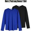 COOFANDY Men 2 Pack Muscle Fitted T Shirt Gym Workout Athletic Long Sleeves Tee(Black/Blue)