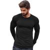 COOFANDY Men 2 Pack Muscle Fitted T Shirt Gym Workout Athletic Long Sleeves Tee(Black/Denim Blue)