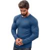 COOFANDY Men 2 Pack Muscle Fitted T Shirt Gym Workout Athletic Long Sleeves Tee(Black/Denim Blue)