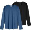 COOFANDY Men 2 Pack Muscle Fitted T Shirt Gym Workout Athletic Long Sleeves Tee(Black/Denim Blue)