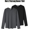 COOFANDY Men 2 Pack Muscle Fitted T Shirt Gym Workout Athletic Long Sleeves Tee(Black/Grey)