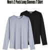 COOFANDY Men 2 Pack Muscle Fitted T Shirt Gym Workout Athletic Long Sleeves Tee(Black/Grey Blue)