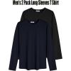 COOFANDY Men 2 Pack Muscle Fitted T Shirt Gym Workout Athletic Long Sleeves Tee(Black/Navy Blue)