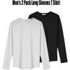 COOFANDY Men 2 Pack Muscle Fitted T Shirt Gym Workout Athletic Long Sleeves Tee(Black/White)