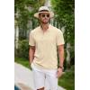 COOFANDY Men Casual Henley Tee Shirt Short Sleeve Band Collar Summer Beach Textured T-Shirt(Apricot)