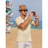 COOFANDY Men Casual Henley Tee Shirt Short Sleeve Band Collar Summer Beach Textured T-Shirt(Apricot)