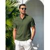 COOFANDY Men Casual Henley Tee Shirt Short Sleeve Band Collar Summer Beach Textured T-Shirt(Army Green)