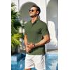 COOFANDY Men Casual Henley Tee Shirt Short Sleeve Band Collar Summer Beach Textured T-Shirt(Army Green)