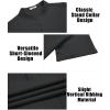COOFANDY Men Casual Henley Tee Shirt Short Sleeve Band Collar Summer Beach Textured T-Shirt(Black)