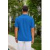 COOFANDY Men Casual Henley Tee Shirt Short Sleeve Band Collar Summer Beach Textured T-Shirt(Blue)