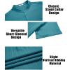 COOFANDY Men Casual Henley Tee Shirt Short Sleeve Band Collar Summer Beach Textured T-Shirt(Blue Green)