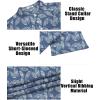 COOFANDY Men Casual Henley Tee Shirt Short Sleeve Band Collar Summer Beach Textured T-Shirt(Blue Palm Leaves)
