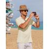 COOFANDY Men Casual Henley Tee Shirt Short Sleeve Band Collar Summer Beach Textured T-Shirt(Cream Color)