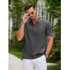 COOFANDY Men Casual Henley Tee Shirt Short Sleeve Band Collar Summer Beach Textured T-Shirt(Dark Grey)
