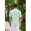 COOFANDY Men Casual Henley Tee Shirt Short Sleeve Band Collar Summer Beach Textured T-Shirt(Ice Green)