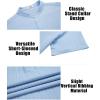COOFANDY Men Casual Henley Tee Shirt Short Sleeve Band Collar Summer Beach Textured T-Shirt(Light Blue)