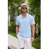 COOFANDY Men Casual Henley Tee Shirt Short Sleeve Band Collar Summer Beach Textured T-Shirt(Light Blue)