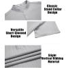 COOFANDY Men Casual Henley Tee Shirt Short Sleeve Band Collar Summer Beach Textured T-Shirt(Light Grey)