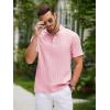 COOFANDY Men Casual Henley Tee Shirt Short Sleeve Band Collar Summer Beach Textured T-Shirt(Pink)