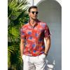 COOFANDY Men Casual Henley Tee Shirt Short Sleeve Band Collar Summer Beach Textured T-Shirt(Red Flag)
